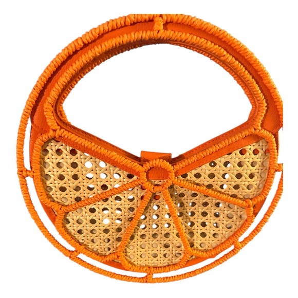 ✨ Straw Caning Orange Fruit Tote Bag Clutch New Without Tags - Picture 3 of 9